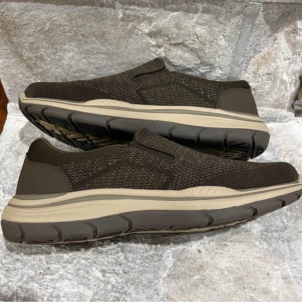 Skechers Mens Relaxed Fit Air-Cooled Memory Foam Taupe Sneakers Size 12